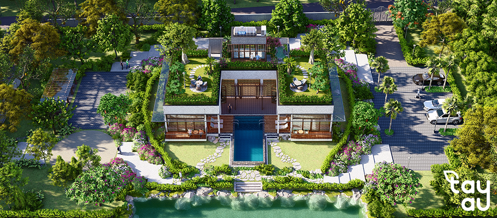 Bí quyết tạo nên không gian xanh tươi mát và thư giãn với thiết kế tiểu cảnh sân vườn biệt thự 8 tieu canh san vuon biet thu 3