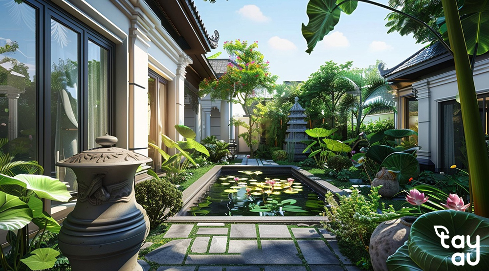 The design of the backyard miniature garden is striking and highly aesthetic 9 tieu canh san vuon sau nha 3