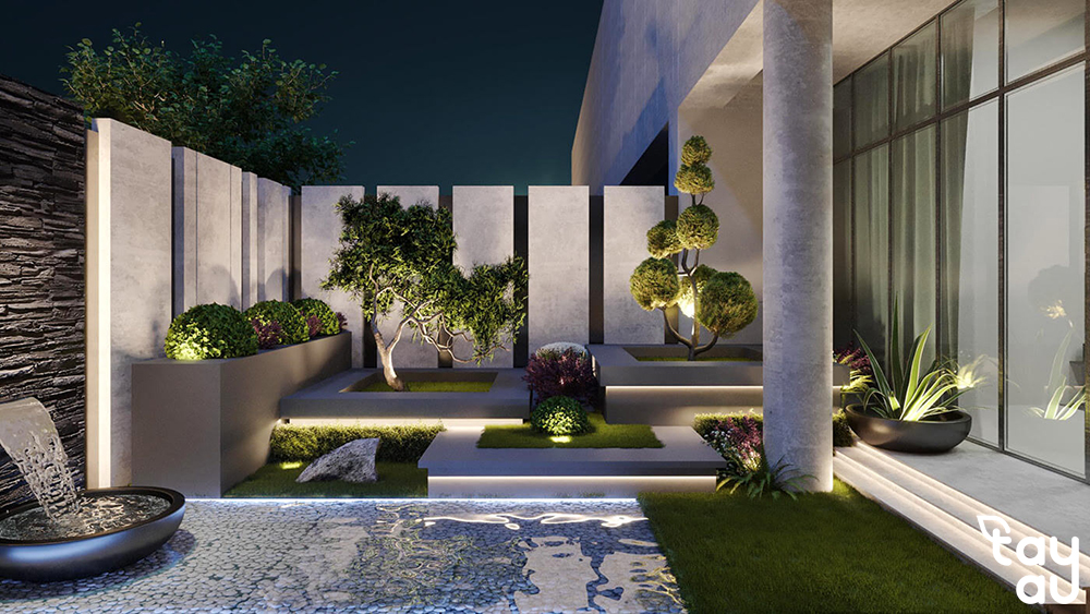 The design of the backyard miniature garden is striking and highly aesthetic 10 tieu canh san vuon sau nha 4